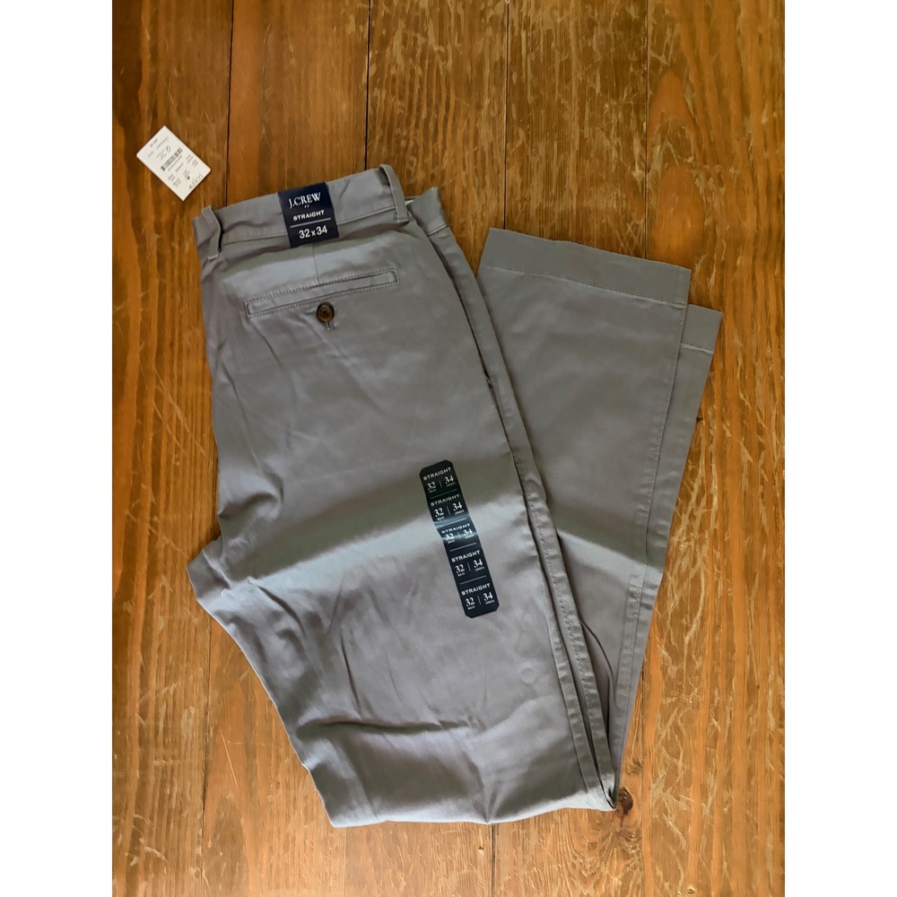 J.Crew Factory Mens Flex Straight Leg Chino Pants Slate Grey 32x34 H3186 NWT